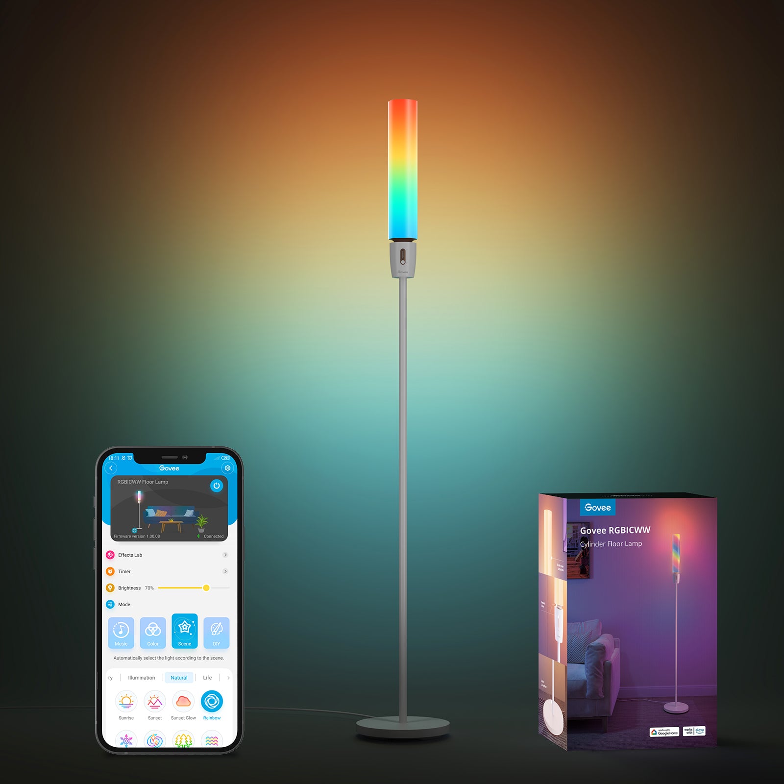 Govee RGBICWW Cylinder Floor Lamp