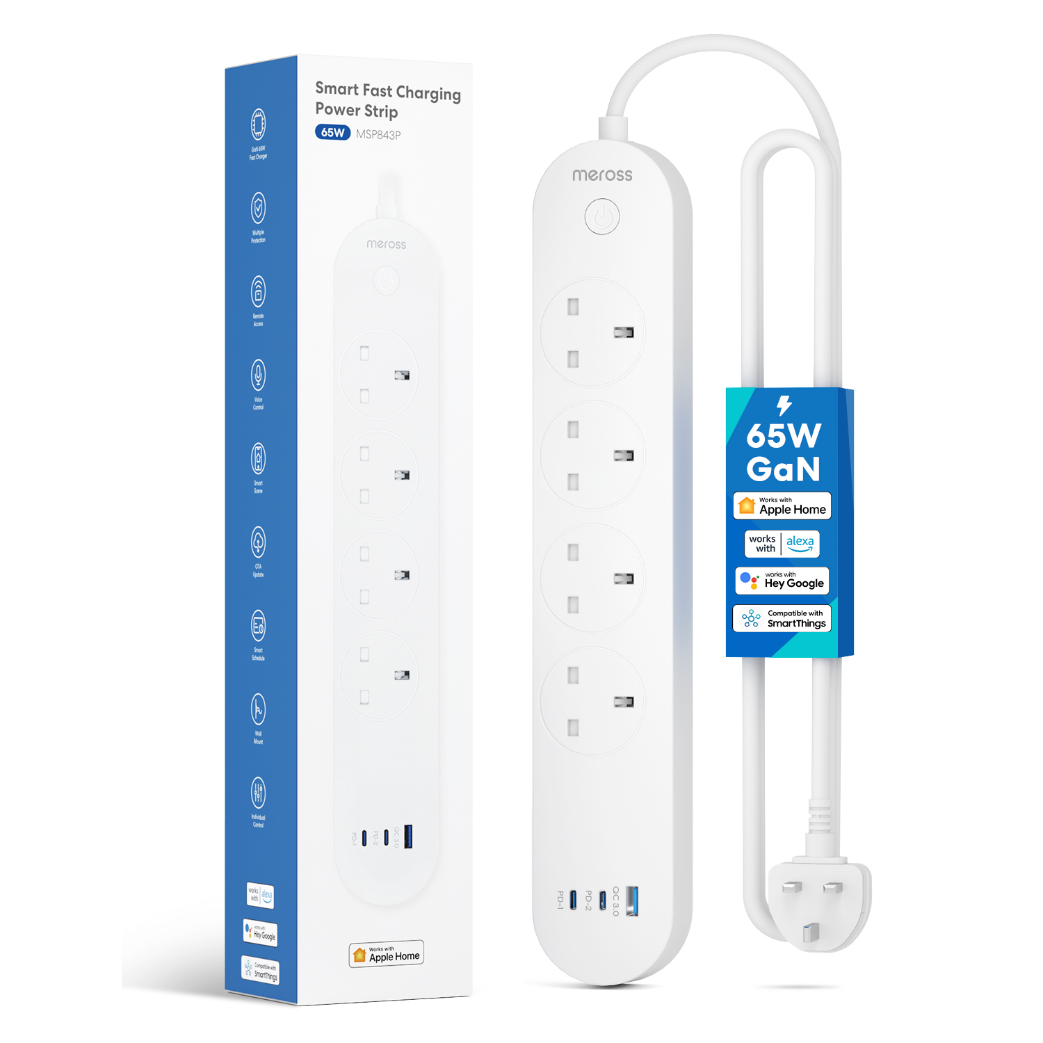 Meross Smart Wi-Fi Plug Strip with Fast Charger