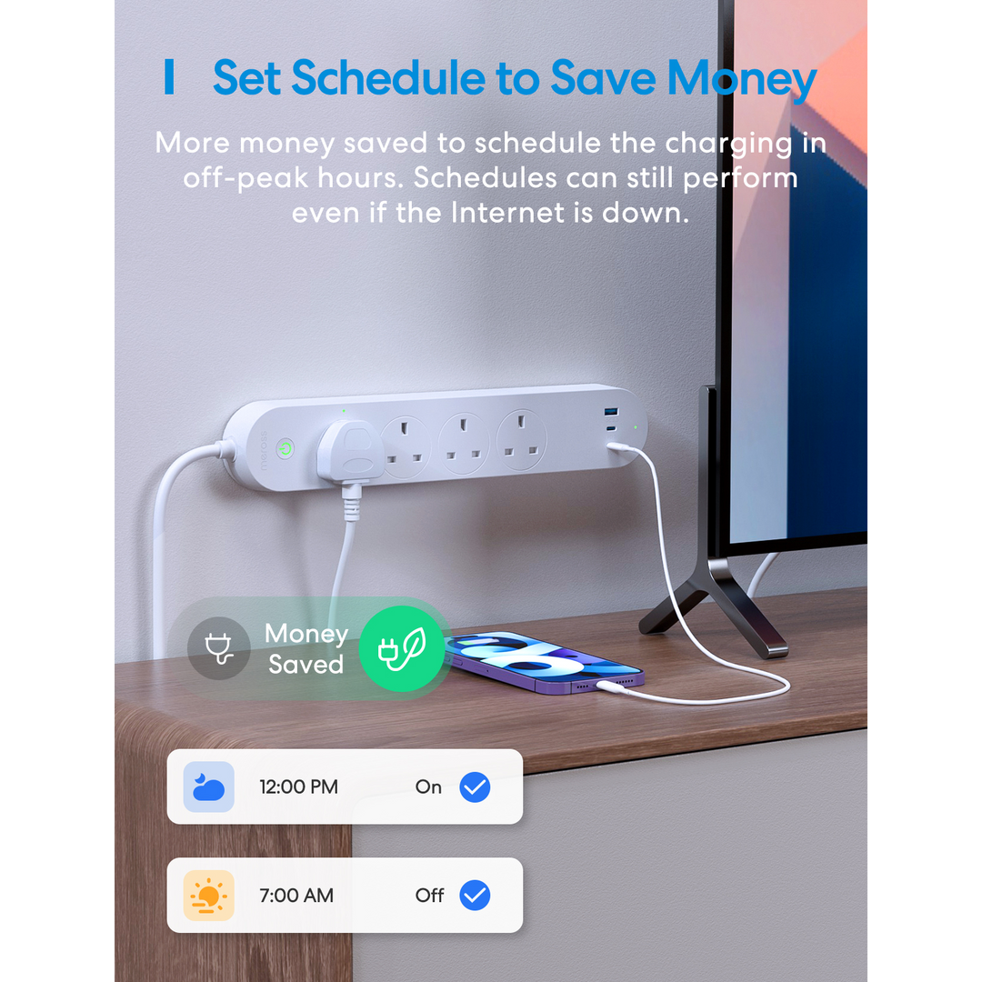 Meross Smart Wi-Fi Plug Strip with Fast Charger