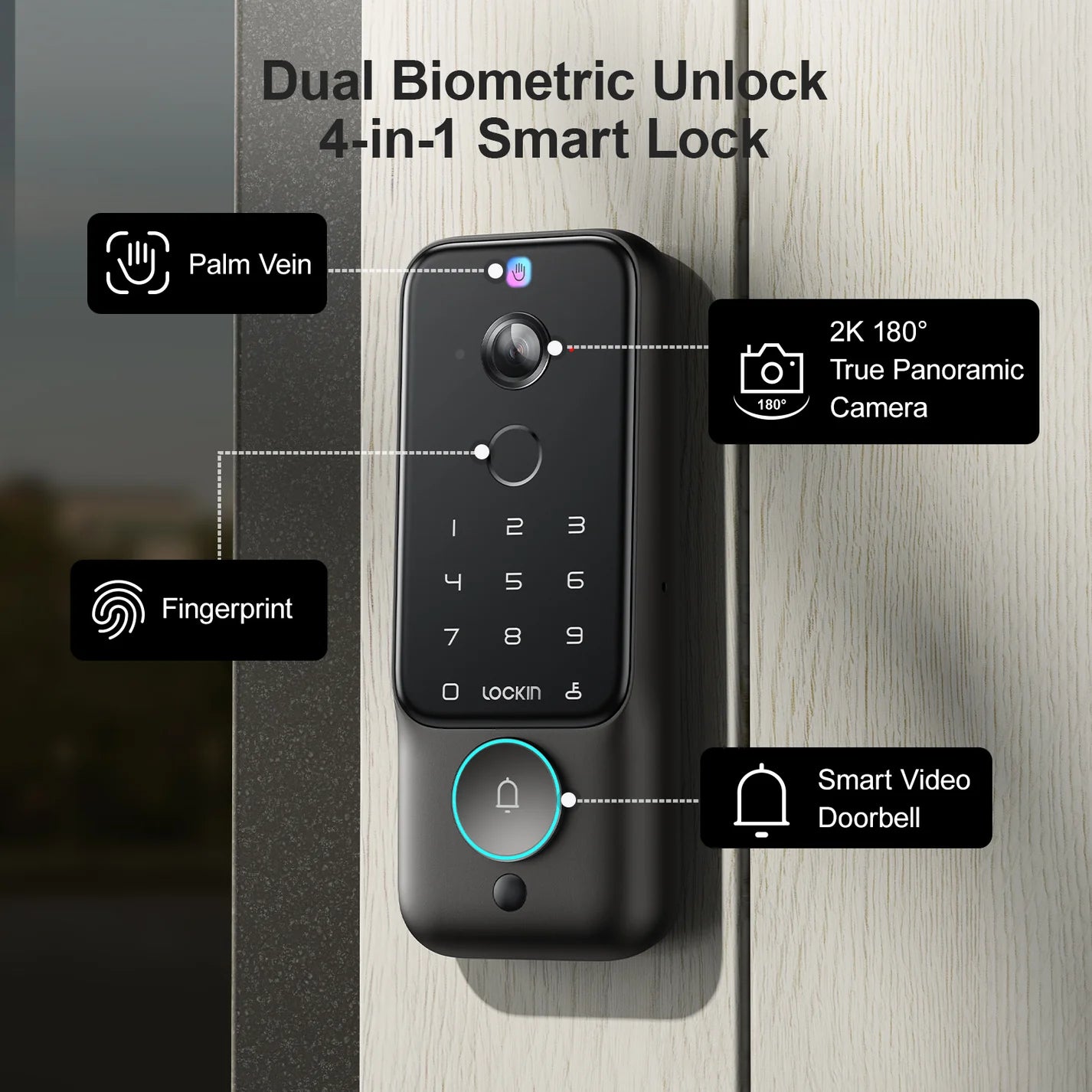 Lockin Veno Plus Palm Vein Recognition Video Smart Lock