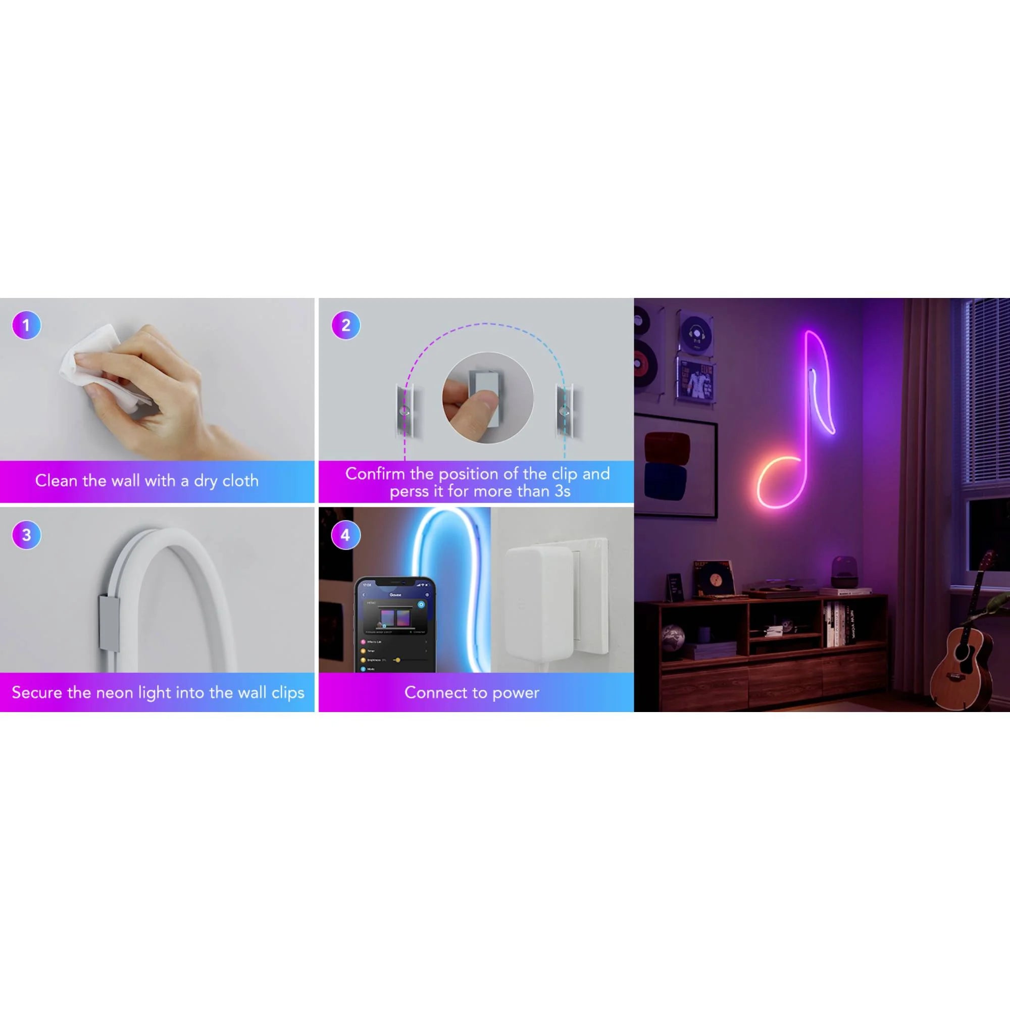 Govee Neon Rope Light 2 Brackets & Clips