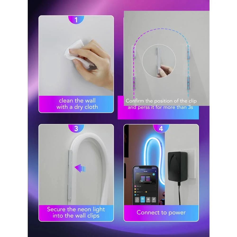 Govee Neon Rope Light 2 Brackets & Clips